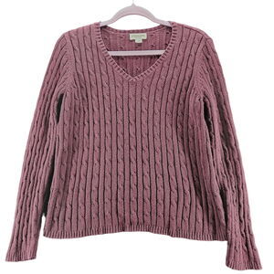 St. Johns Bay Womens Sweater Maroon Size Medium Cotton Blend Pullover V-Neck